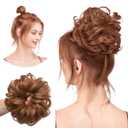 CJL HAIR Large Messy Bun Hair Piece Wavy Curly Scrunchies Synthetic Chignon Ponytail Hair Extensions Thick Updo Hairpieces for Women Light Auburn