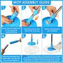 Spin Mop Replacement Handle 360 Degree Spin Mop Pole Handle Replacement Rotating Telescopic Stick for Head Replace Spinning Household Cleaning Accessories for Home(Cute Blue)