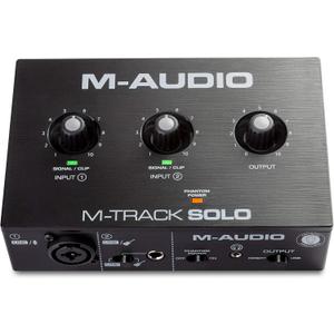 M-AUDIO M-Track Solo USB Audio Interface for Recording, Streaming and Podcasting with XLR, Line and DI Inputs, Plus a Software Suite Included