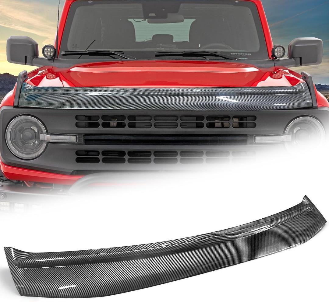 Hood Deflector Compatible with Bronco 4-Door & 2-Door 2026 2025 2023 2022 2021, Hood Protector Hood Guard Shield Bug Deflector Exterior Accessories Gloss Carbon Fiber(Not for Bronco Sports)