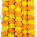 Marubhumi 5 PC - 5 feet Artificial Marigold Flower Garland  Long Strands for Diwali, Wedding & Festive Decoration  Traditional Indian Home Decor (Lemon/Mango)