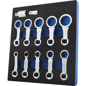 Gunpla 12pcs Torque Adapter Set, SAE 12 Point Fastener 3/8 inch Wrench Torques Adaptor Extension 42 Chrome Molybdenum Steel 5/16  3/8 inch Calculation Adjustment Calibration Tools Kit in Storage Case