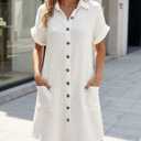 Women Casua Button Down Short Sleeve Beach Shirt Novelty Dresses, S