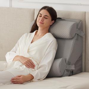 Ruqmuis 4PCS Wedge Pillow Set for After Surgery, Adjustable 9&12 Inch Bed Wedge Pillow for Sleeping, Incline Pillow Wedge for Headboard, Post Surgery, Acid Reflux, Neck&Back Support, Grey