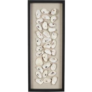 Deco 79 Shell Shell Handmade Home Wall Decor Abstract Wall Sculpture with Beige Linen Backing and Black Frame, Wall Art 12" x 2" x 30", Cream
