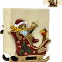 Cast Iron Napkin Holder for Table, Decorative Cocktail Napkin Holder with Bear Sleigh Design, Heavy Duty Napkin Dispenser for Paper Napkins, Kitchen Island Decor