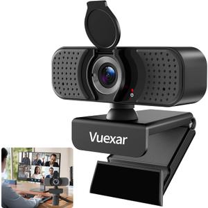 Full HD 1080P Webcam with Microphone, Noise-Canceling, Privacy Cover, Wide-Angle Lens, Auto Light Correction, Plug & Play USB Web Camera for Laptop, Desktop, PC, Mac, Zoom, Skype Pro Series