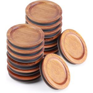 12Pack Regular Mouth Mason Jar Lids - Acacia Wooden Storage, Canning Ball Jar with Airtight Silicone Seal, Brown.