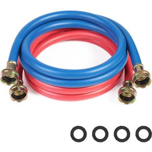 Rubber Washing Machine Hoses,6ft 2pack Washer Hoses,3/4" Universal Fit to Hot and Cold Connection Burst Proof Water Supply Lines