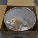 EDISHINE Small Table Lamp, Wooden Tripod Nightstand Lamp with Bark Linen Shade, Farmhouse Bedside Lamp for Nursery, Bedroom, Kids Room, Office, Reading Desk, 14.2 Inch, E26 Socket, ON/Off Switch