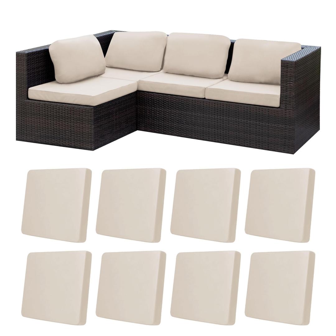BIETYONE 8Pcs Stretch Patio Cushion Covers,Outdoor Couch Covers Replacement,Outdoor Couch & Sofa Slipcovers,for Patio Furniture Cushion Covers,Washable Reusable urniture Protector(Beige,8PCS)