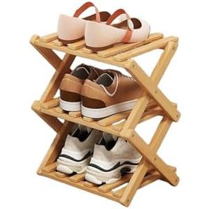 YYW Bamboo Shoe Rack for Entryway, Free Standing Shoe Racks Shelf Closet, Widen Foldable Vertical Shoe Storage Organizer for Living Room