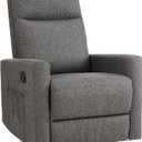 Swivel Recliner Chair, Glider Rocker Recliner Nursery Massage Chair with Extra Large Footrest, High Back, Upholstered Deep Seat for Living Room Office,Grey