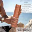 Copper Water Bottle - 37.2 OZ/1.1 L Large Handmade Hammered Pure Copper Vessel for Drinking Leak Proof Durable Easy to Carry Ideal for Home Travel Office Use