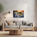 QIXIANG Fish Canvas Wall Art - Sunset Largemouth Bass Fish Jumping out of the Water Picture Prints for Nature Lovers - Bedroom Decor (16.00" x 24.00")