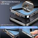 [Full Camera Protection& Mechanical Lock] Magnetic Privacy Case for iPhone 15 Pro Max[Compatible with MagSafe] [CD Metal Ring] Full Body Metal Bumper, 9H Anti Peeping Glass Cover-Grey