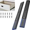 20 Inch Soft Close Full Extension Drawer Slides, Ball Bearing Heavy Duty 100 lb Capacity Drawer Glides for File Cabinet, Closet, Dresser and Office Drawers  Side Mount Black Rails (1 Pair)