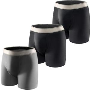 Carer Mens Incontinence Underwear, Washable Reusable Cotton Boxer Briefs with Front Fly, 150ml Leak Proof Underwear for Men Bladder Leakage, Waterproof 3 Pack (3X-Large)