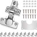 Cabinet Hinges - 10 Pack for 1/2 inch Overlay Cabinet, Face Frame Concealed 106Deg Self Closing Hinges, Stainless Soft Close Cabinet Door Hinges with Mounting Screws and Repair Plate