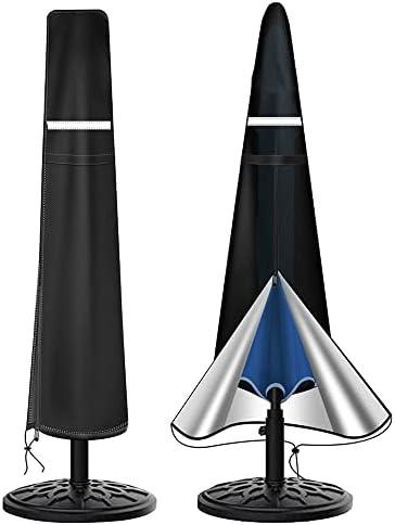 Patio Umbrella Cover for 9ft to 12ft, Waterproof 420D Oxford Outdoor Parasol Covers with Zipper, Windproof & Anti-UV Protective Cover for Garden, Market and Patio Umbrellas, Black