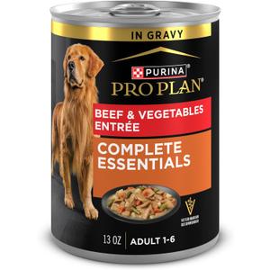 Purina Pro Plan Complete Essentials, Beef and Vegetables Entree in Wet Dog Food Gravy - (Pack of 12) 13 oz. Cans BBD Nov 2027