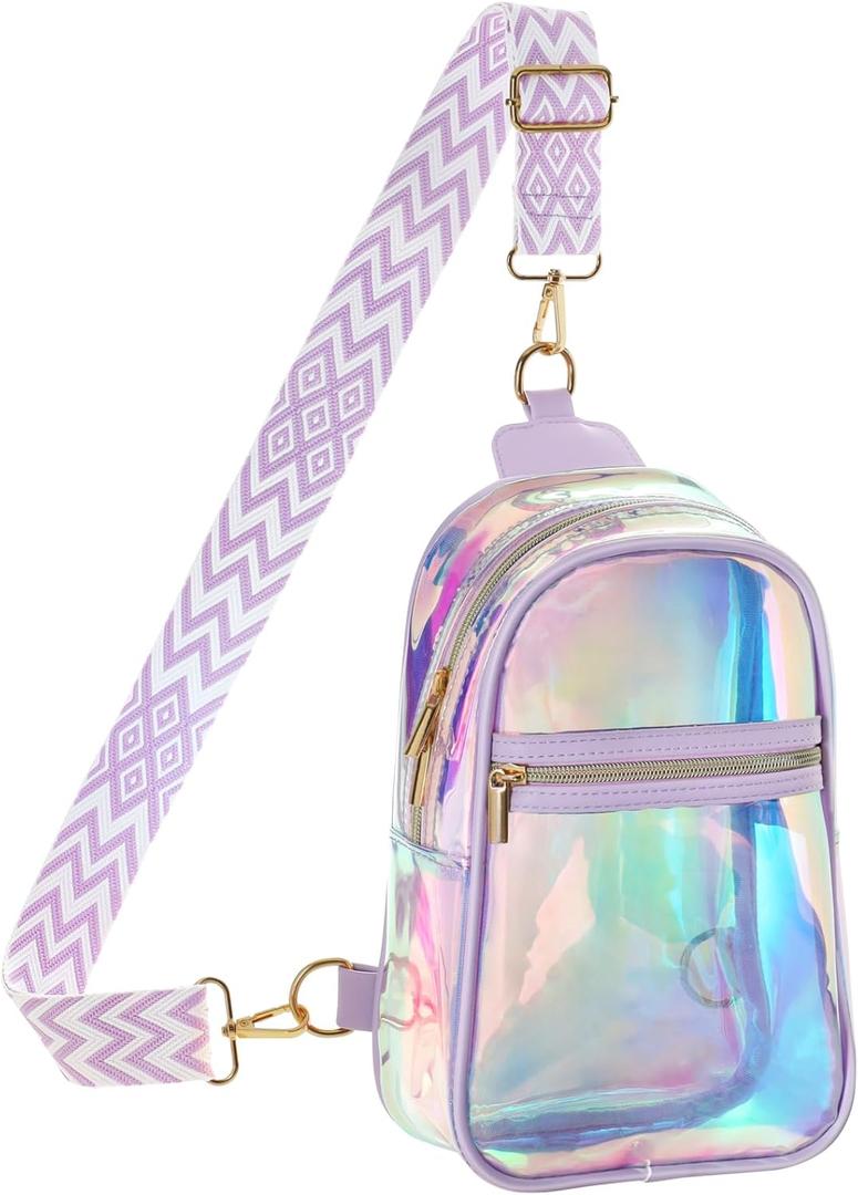 PACKISM Clear Bag for Stadium Events - Clear Sling Bag for Sport Concert, Clear Crossbody Bags for Women with Comfortable Strap (Purple)