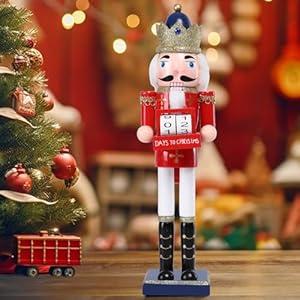 Christmas Nutcracker Decorations Nutcracker Figure 15 Inch Wooden Nutcrackers Collectible Ornament Nutcracker Soldier for Table Desktop Home Christmas Decor Xmas Indoor Decor Countdown