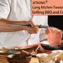 JETKONG 2 Pcs 12'' Curved Kitchen Tweezers Stainless Steel Long Tweezer Tongs Professional Chef Tweezers for Cooking, Grilling and BBQ (Black)