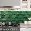 Art3dwallpanels 10-Sheet Peel and Stick Backsplash, 11.02'' x 8.46'' Peel and Stick Tile, 3D Self Adhesive Tile for Kitchen, Bathroom, Laundry Room, Dark Green