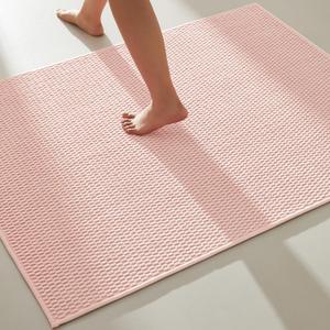 TYUU Large Bathroom Rugs Non Slip Washable Bath Rugs Super Absorbent Bathroom Rug Thin Quick Dry Low Pile Bath Mats, Pink 36"x48"