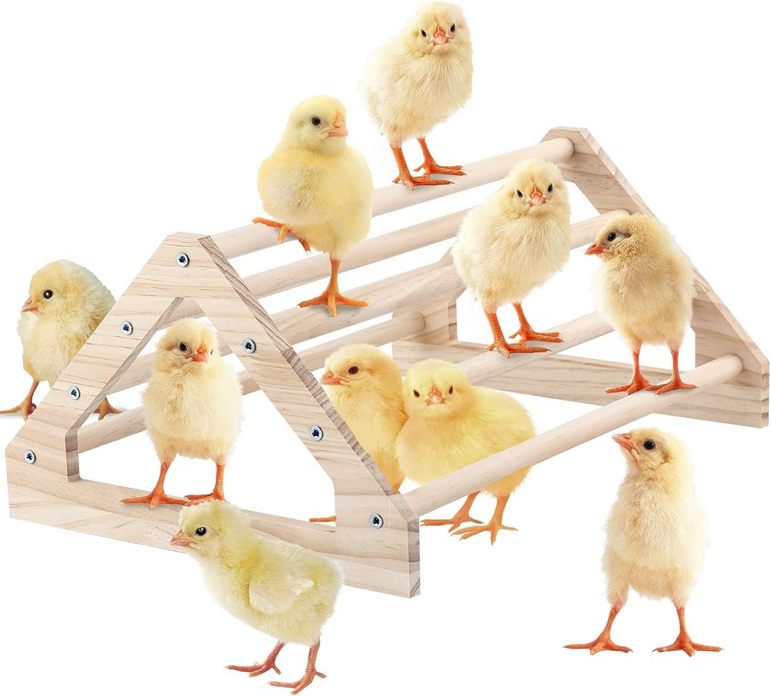 Wooden Chick Perch Stand, Pine Chicks Roosting Bar, Jungle Gym Perch Toys for Chicken Coop & Brooder, Bird Perch for Baby Chicks & Parrots (Large)