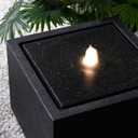 12.79 H Outdoor Water Fountain Made with Eco-Friendly Recyclable Materials, Polyethylene Square Bubbler Outdoor Fountain, Garden Decor with LED Light for Patio, Porch, Backyard