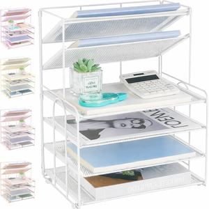 OPNICE 6Tier Letter Tray Paper Organizer, Desk Organizers and Accessories, Desktop File Organizer, Office Desk Accessories for Office Supplies(White)