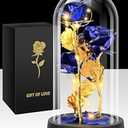 Tayfeim Valentines Day Gifts for Her, Glass Rose Flower Birthday Gifts for Women Mom Wife Girlfriend, Light Up Rose in A Glass Dome, Rose Gifts for Valentine's Day, Mothers Day, Womens Day (Blue)