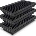 4 x 10 Floor Register, Black Floor Vent Covers for Home Floor, Adjustable Air Vent Covers Home Sidewall Vent Office or Ceiling Vent - Heavy Duty Steel Walkable Floor Vents - 3 Pack