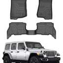 Mixsuper Floor mat for 2021-2026 Jeep Wrangler Unlimited 4XE PHEV 4 Door(Not for 2 Door or JL Models),All Weather TPE Floor Liners Protection for Wrangler Accessories,2 Row Anti-Slip Car Mats, Black