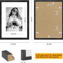 puthiac 9x12 Solid Oak Wood Picture Frame, Fits 6x8 with Mat or 9x12 Without Mat, Wall or Tabletop Display with Stand, Vertical or Horizontal, Plexi Front, 1 Pack, Black