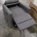 Swivel Rocking Recliner Chair with Extra Large Footrest High Back, Upholstered Glider Nursery Chair for Living Room, Bedroom & Nursery, Comfortable Deep Seat for Relaxation, Grey