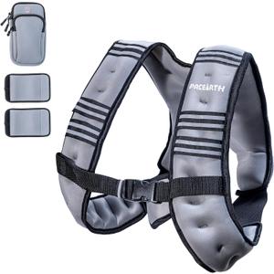 PACEARTH Weighted Vest, 20lb Weight Vest with Reflective Stripe, Body Weight Vests Adjustable for Men, Women Workout, Strength Training, Running, Walking, Jogging (Black)