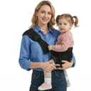 Baby Sling Carrier Newborn to Toddler, Adjustable Toddler Carrier Sling Baby Carrier Toddlers Sling Carriers Hip Carriers for 7-40lbs, Black Mesh