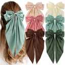 6 PCS Hair Bows for Women, Big Bow Hair Clips for Girls, Silky Satin Hair Bow Clips Oversized, Large Cute Aesthetic Hair Accessories Gifts Holiday Green Color