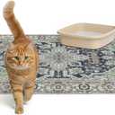 Lovewag Pets Cat Litter Mat 2 Pack - Large 36x48 Machine Washable Easy Clean Non-Slip Waterproof Mats for Cats - (Sage Forest)