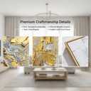 Large 3D Textured Abstract Framed Wall Art for Living Room- Hand Painted Gold and White Abstract Oil Painting for Office-Large Modern Wall Decor for Corridor Stairwell Ready to Hang 32X48inches, 32x48inches x1