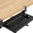 YOMT Adjustable Keyboard Tray Under Desk, Small Pull-Out Computer Keyboard Drawer with C-Clamp, 20 (24.2 Including Clamps) x 13 Slide-Out Platform Computer Drawer for Typing, Black