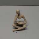 Bookshelf Decor Thinker Statue - Abstract Art Reading Thinker Sculpture Figurine Aesthetic, Modern Home Decoration for Living Room Office Shelves Coffee Table Desk Decor(Beige)