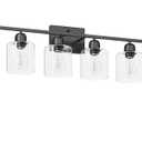 FAISHILAN Black 6-Light Bath Vanity Lights for Mirror, Restroom Lights Fixtures with with Clear Glass Shades,Bathroom Over Sink Light Fixtures, Bathroom Light Fixtures Over Mirror