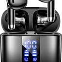 Wireless Earbuds, Bluetooth Headphones with Deep Bass Stereo, 48H Playback Ear Buds with LED Power Display, Lightweight, IPX7, in-Ear Earphones with Mic for iPhone/Android/iPad, Black