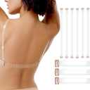 iMucci 3 Pairs Invisible Shoulder Bra Straps with 3pcs Clear Back Straps (Transparent)