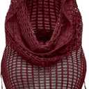 Milumia Women's Hollow Out Hoodie Vest Draped Front Sleeveless Knitted Hooded Tops Party Rave Outfits (Burgundy, S)