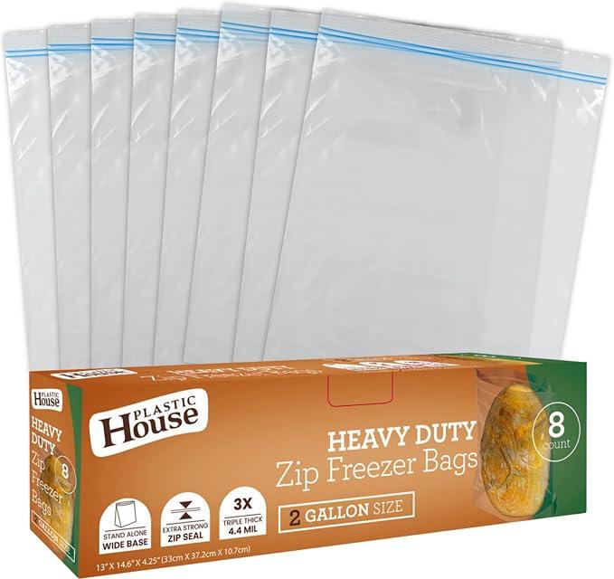 Zip HD Freezer Bags, 2 Gallon Size, Case of 192 (24 packs x 8)